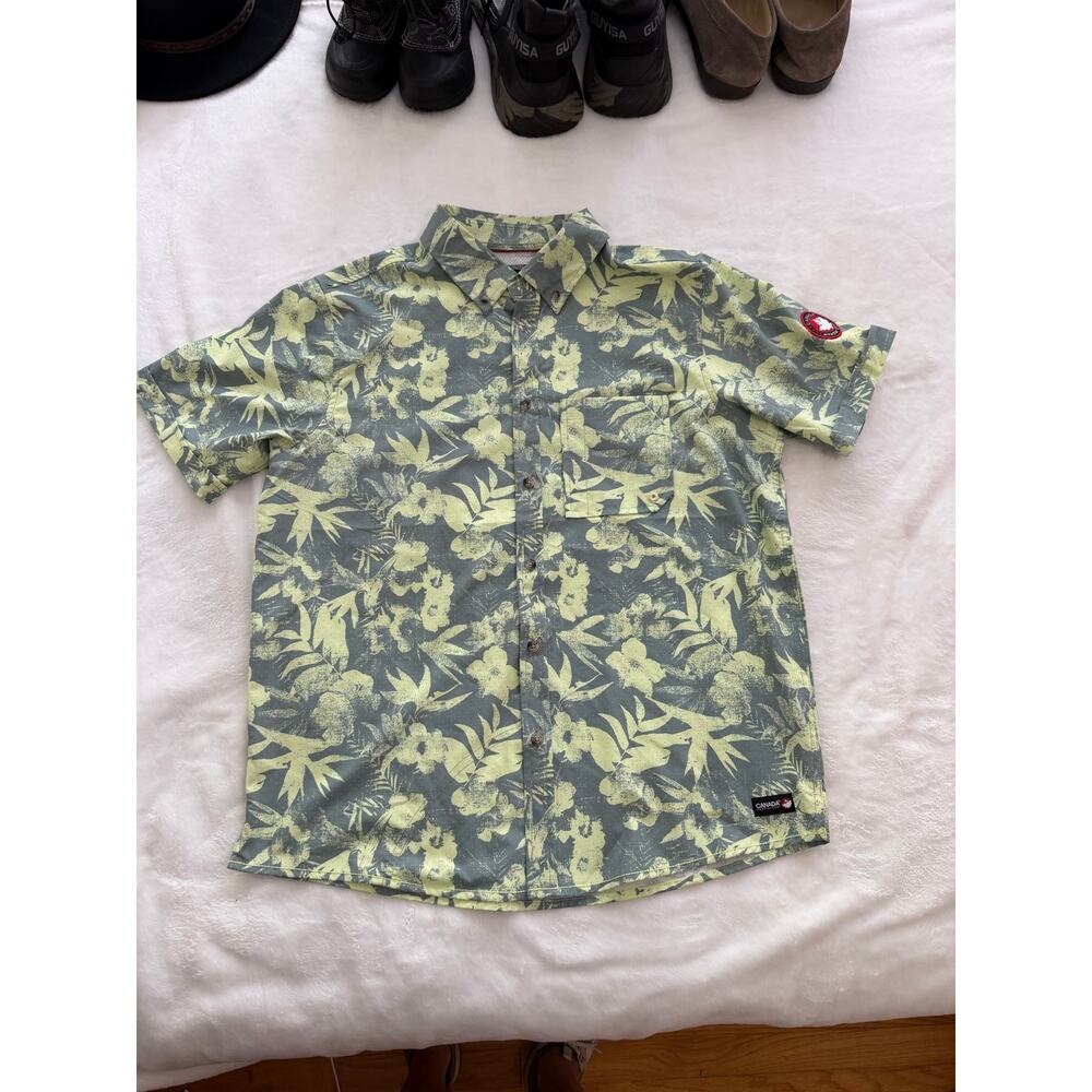 Canada Weather Gear Button Shirt Mens S Blue Air Mesh Vented Fishing Hawaiian XC